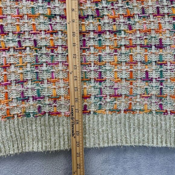 March New York Sweater Womens Large Multi Gold‎ Metallic Basketweave Knit Party - Picture 8 of 9